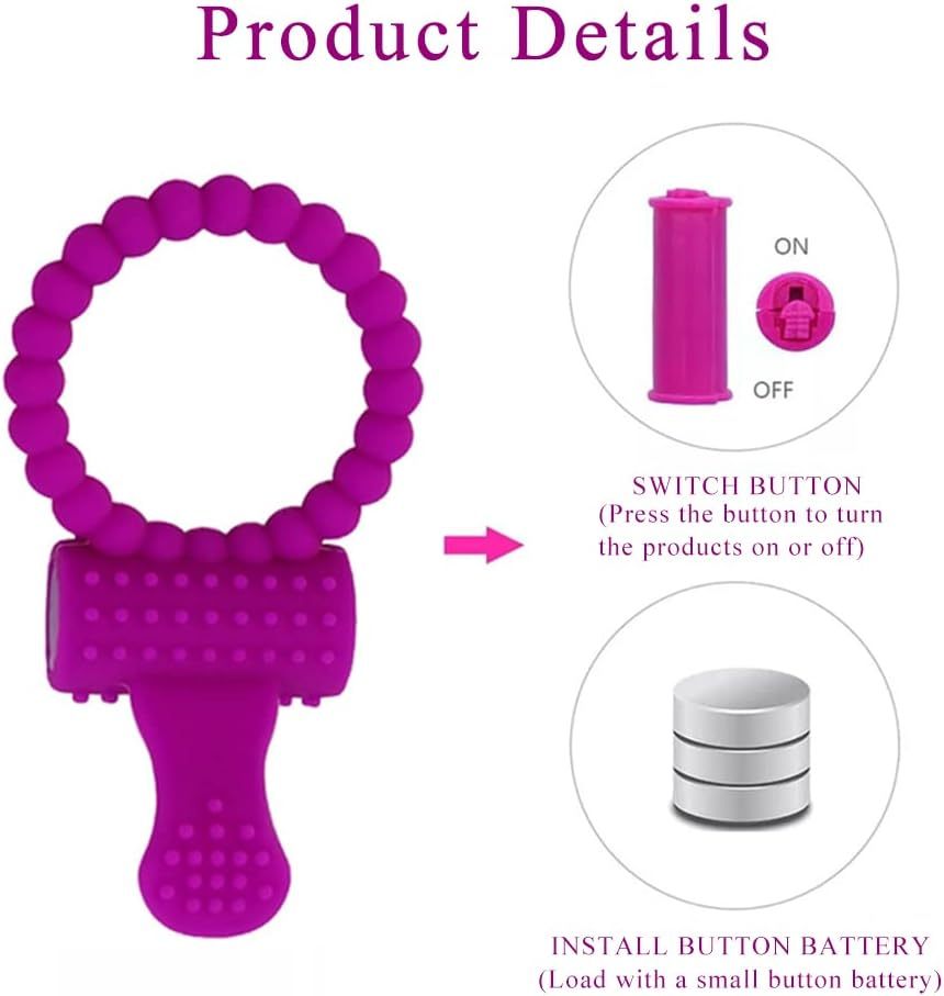 Vibrating Clitoral Stimulator Cock Ring, Silicone Penis Ring with Vibrator Ejaculation Delay Erection Enhance Adult Erotic Sex Toys for Men Couples