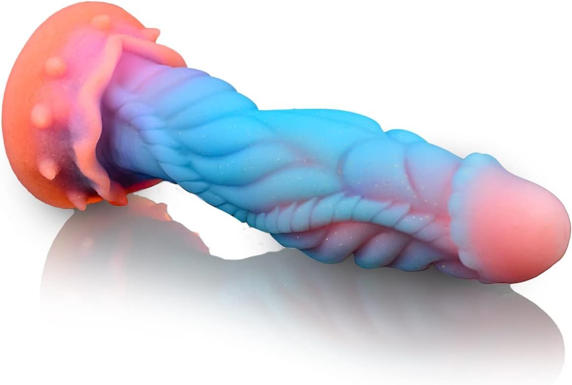9.1 Inch Fantasy Dildo Dragon Monster Dildo Animal Alien Artificial Multi-Texture, Knot Dog Dildo Glow in the Dark Huge Dildo with Strong Suction Cup, Glow in the Dark Adult Toys for Women Men