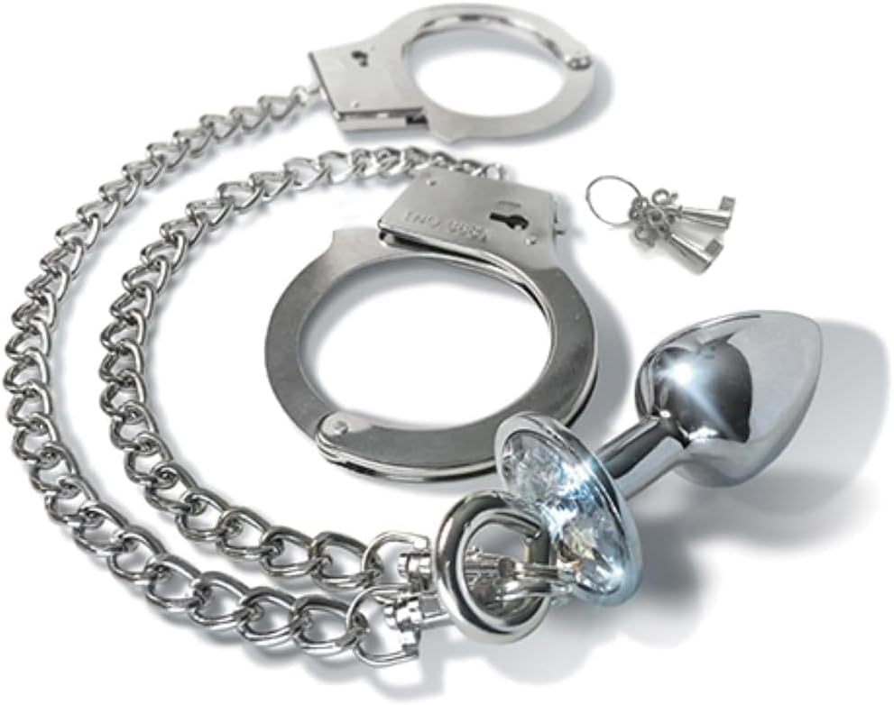 BDSM Handcuffs with Anal Plug Metal Fetish Sex Toys Restraints Handcuffs Sex with Anal Plug Couple Flirting Bondage SM Games Handcuffs Butt Plug for Couples Lovers