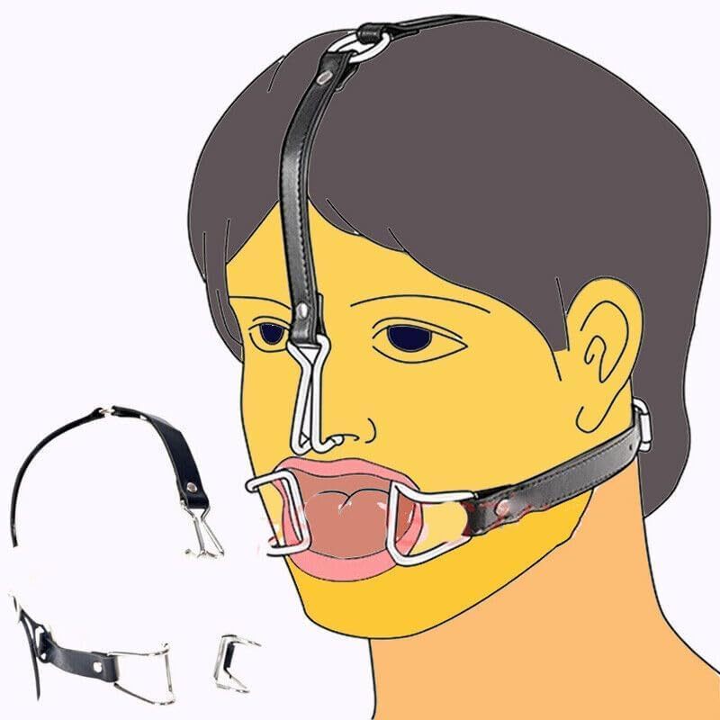 Hook Claw Mouth Spreader & Nose Hook,Open Mouth Gag for Sex Fetish Restraints,BDSM Adjustable Slave Harness Sex Toy for Men and Women