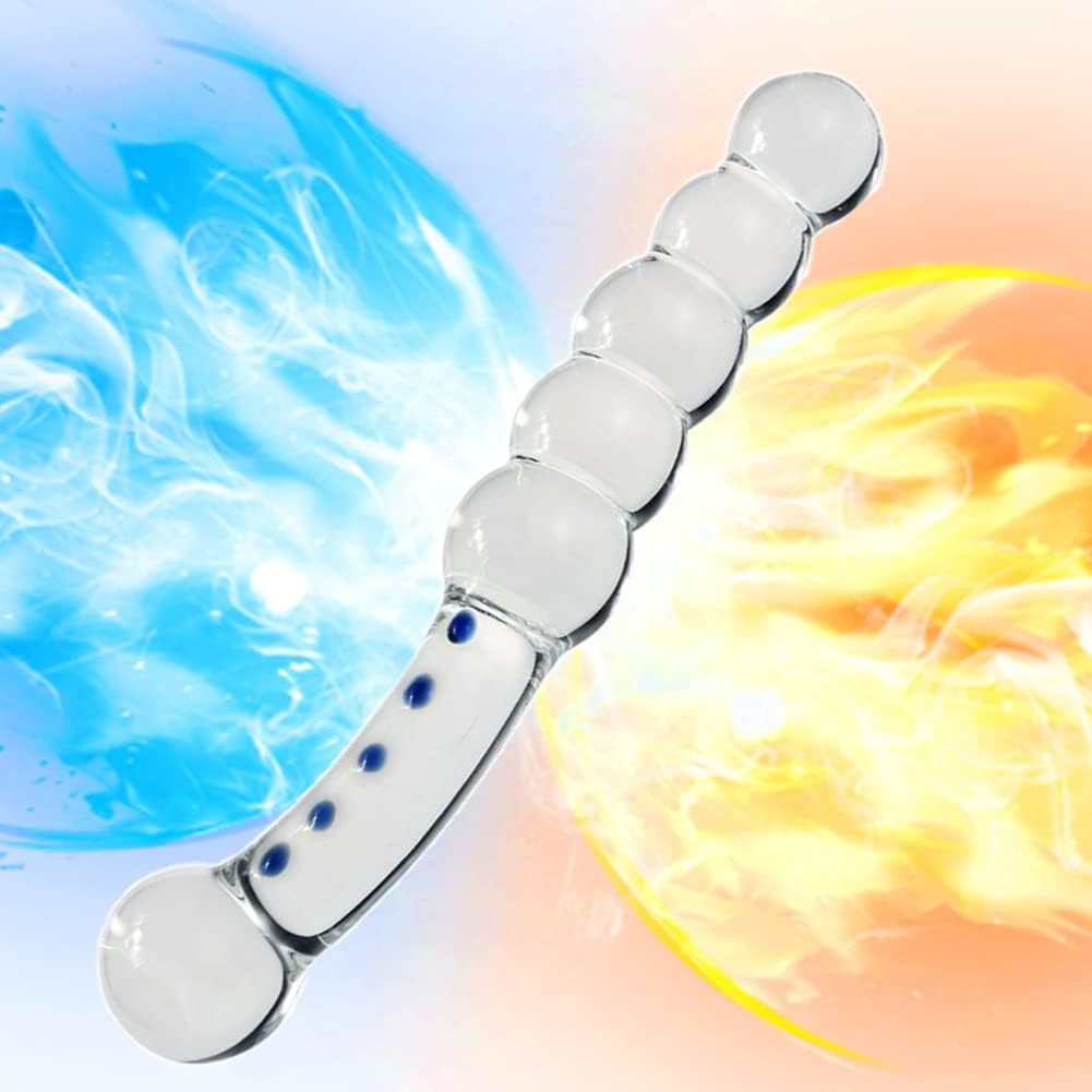 Glass G Spot Dildo Anal Beads Butt Plug Vaginal Stimulator Prostate Massager Double-Ended Pleasure Wand for Men Women Masturbation