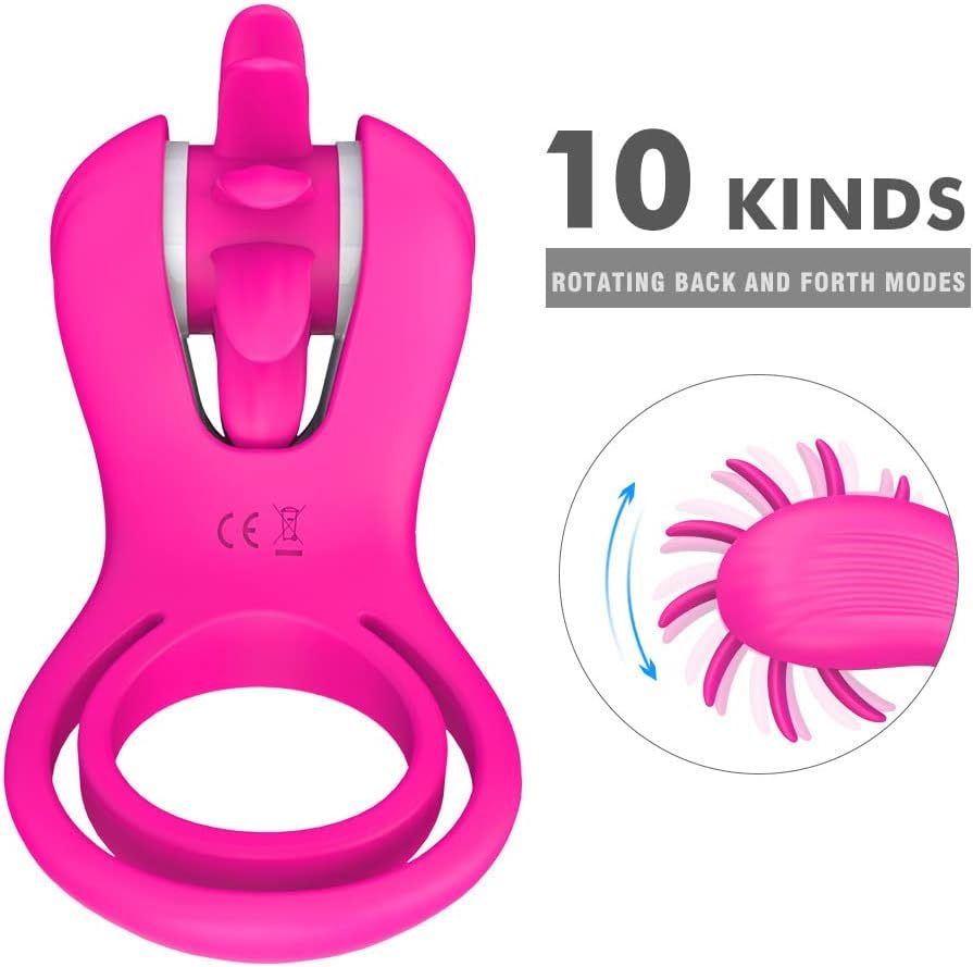 Tongue Licking Gear Vibrating Ring Penis Ring Male Female Couple Sharing Clitoris Nipple and Stimulation Waterproof Rechargeable Lock Sperm Ring