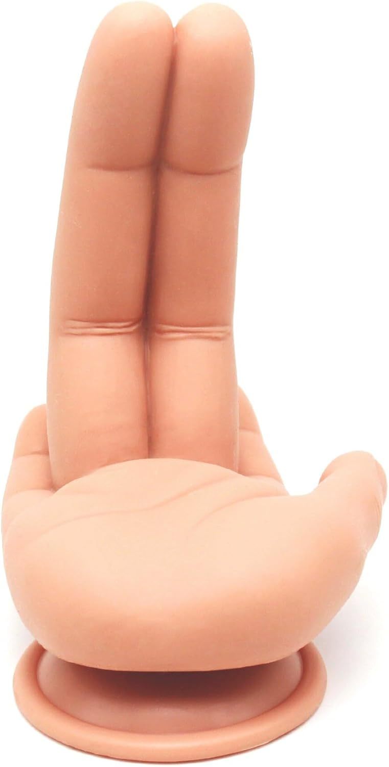 Silicone Realistic Finger Dildo with Suction Cup, Funny Hand Dildo Curved Fingers for G-spot Stimulation and Prostate Massage, Novelty Crazy Anal Toy Weird Prank Gifts Decoration for Adult