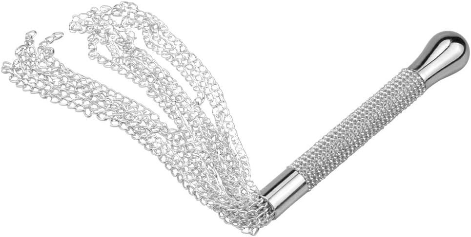SM BDSM Metal Diamond Handle Chain Whip Flogger Flirting Fantasy Fetish Hand Paddle Flirting Fantasy Sex Toys Fetish Hand Paddle Kinky Restraint Bondage Sex Role Play