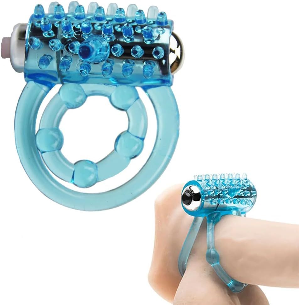 Vibrating Penis Ring with Double Cock Rings for Men Enhance Lasting Delay Ejaculation Clitoral Stimulator Penis Ring Vibrator G-spot Stimulating Adult Sex Toys for Couple with Batteries Included