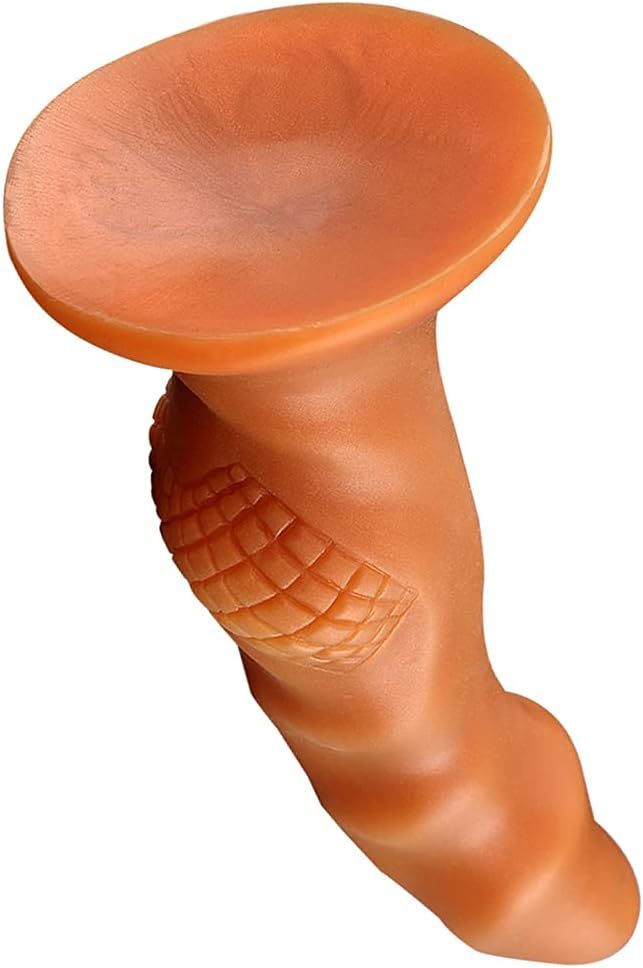 Realistic dildo with textured balls, soft liquid silicone anal plug with strong suction cup