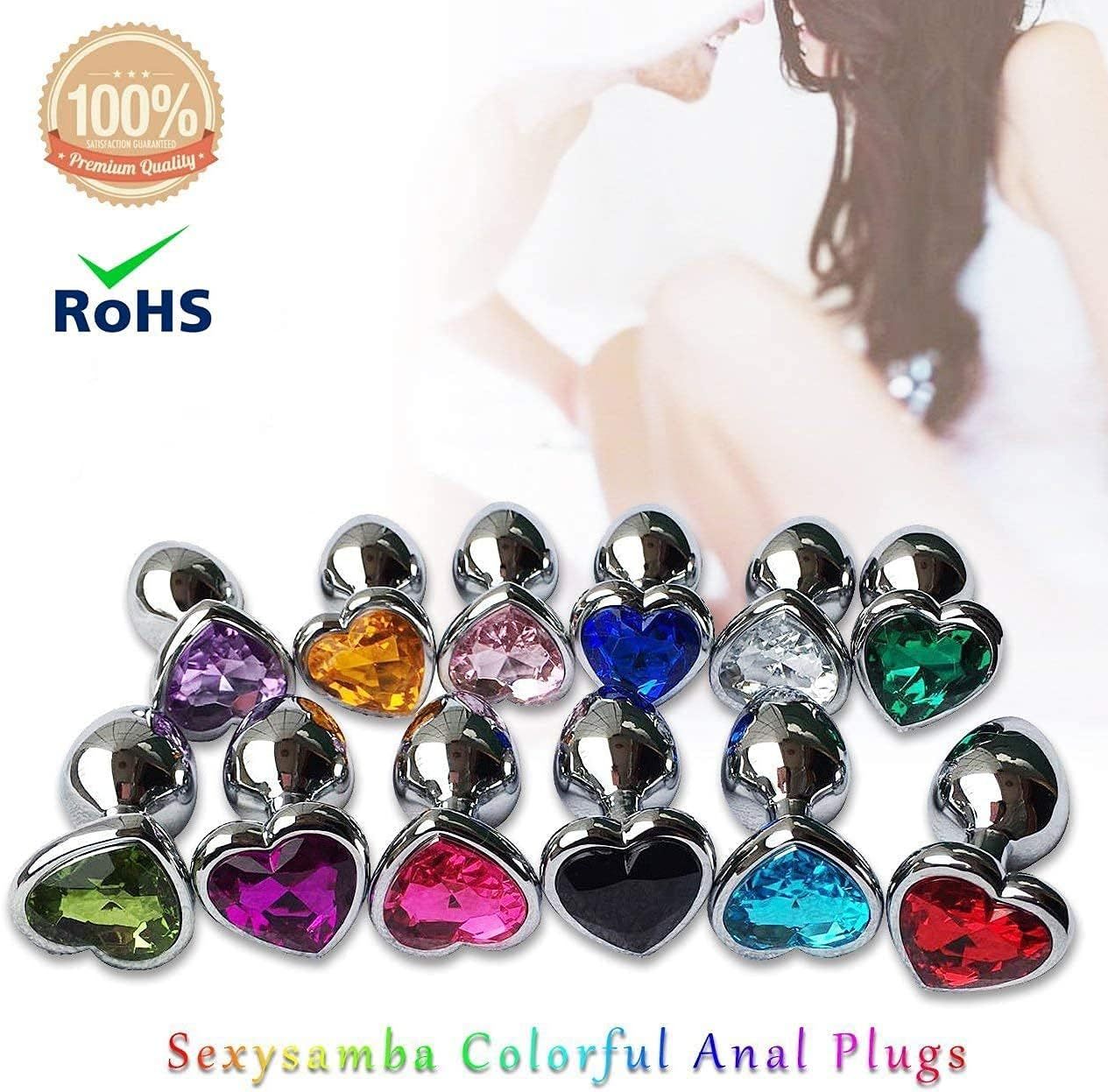 3-piece luxury metal anal toy gemstone butt plug set