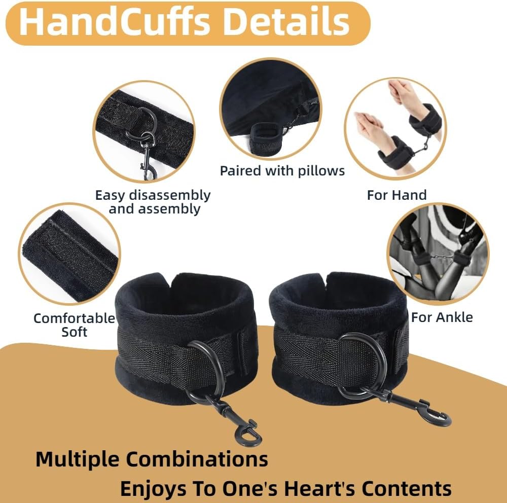 Sex Pillow Foam Sex Furniture Position Pillows with Restraints Handcuffs Set BDSM Bondage Foam Ramp Cushion with Wrist Cuffs Multifunctional Sex Toys Pillows for Couples