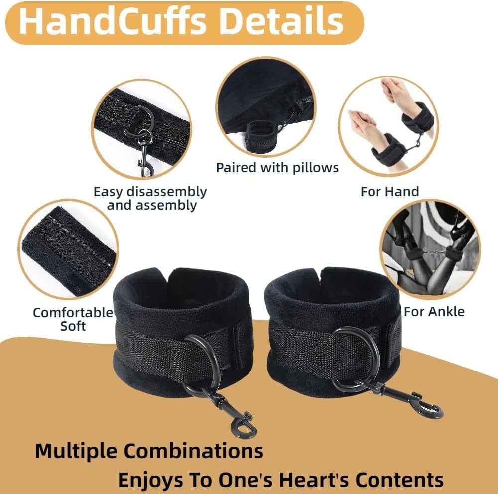 Sex Pillow Foam Sex Furniture Position Pillows with Restraints Handcuffs Set BDSM Bondage Foam Ramp Cushion with Wrist Cuffs Multifunctional Sex Toys Pillows for Couples