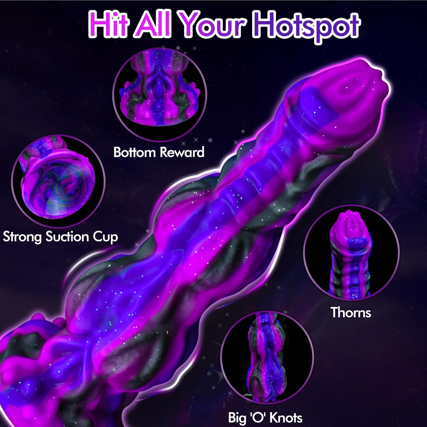 9.6 Inch Unicorn Dildo with 2 Large Knots