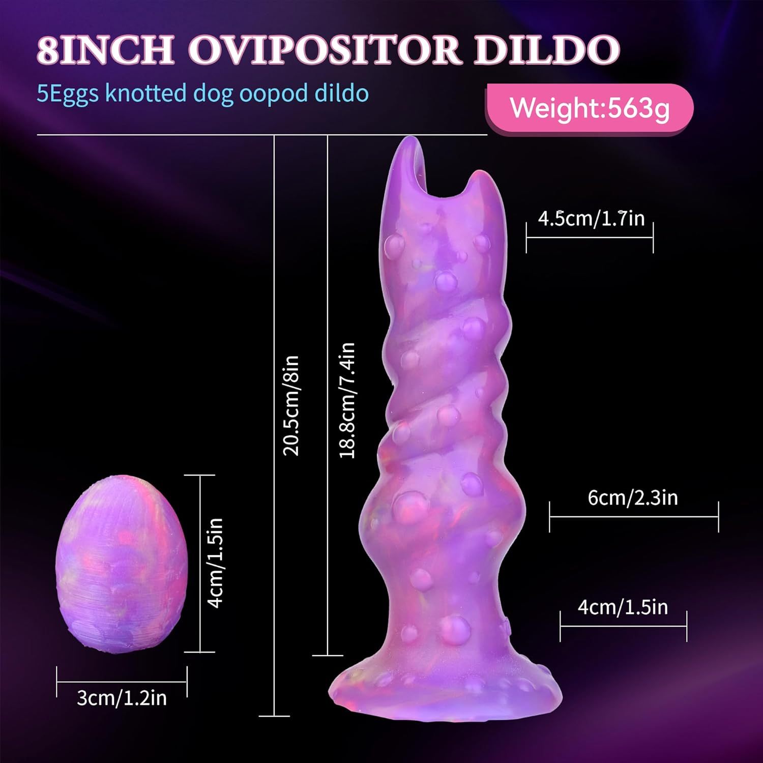 8 Inch Air Pump Dragon Dildo with 5 Balls Egg Laying Sex Toy for Women and Couples