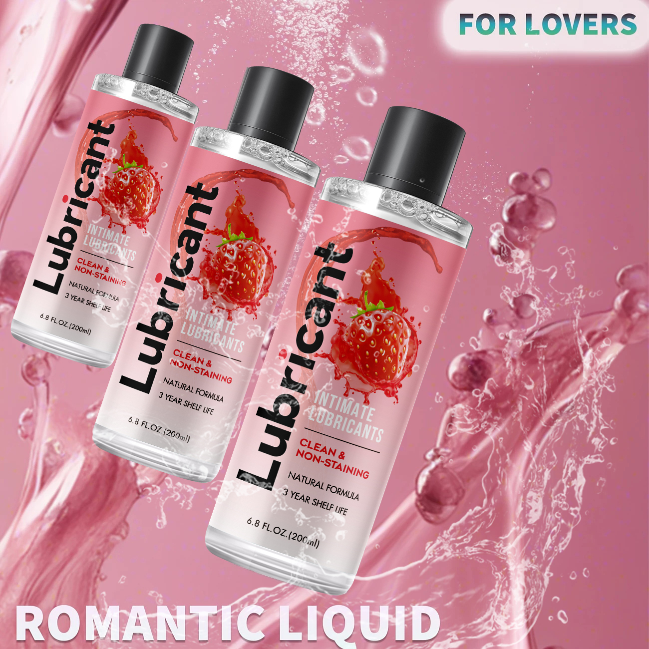 3 bottles of strawberry flavor, foreign trade lubricant female private care lubricant adult products