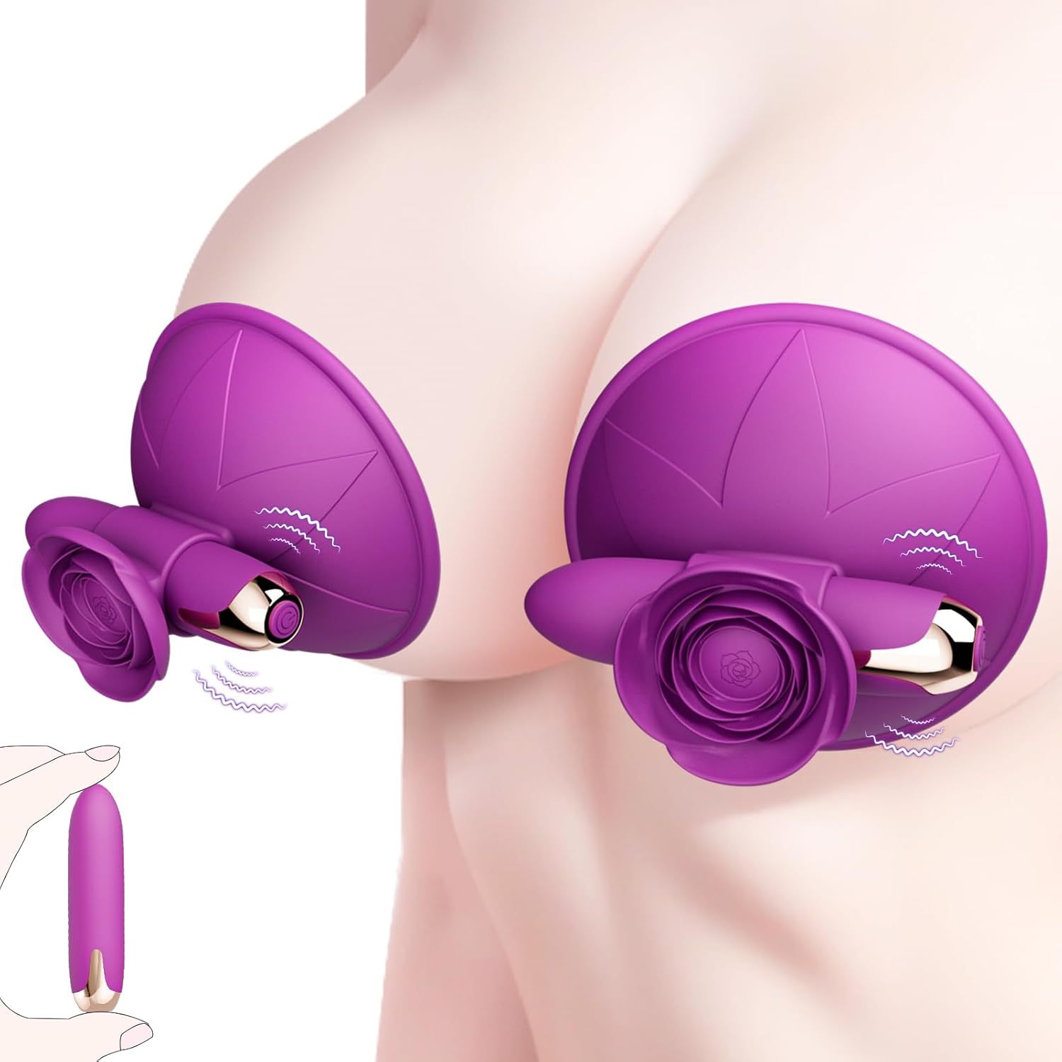 Nipple Toys Vibrating Bullet Vibrator Rose Nipple Sucker Adult Sex Toys for Women Pleasure, 10 Powerful Vibration Modes Silicone Detachable Nipple Stimulator Massager for Couple BDSM Sex Play