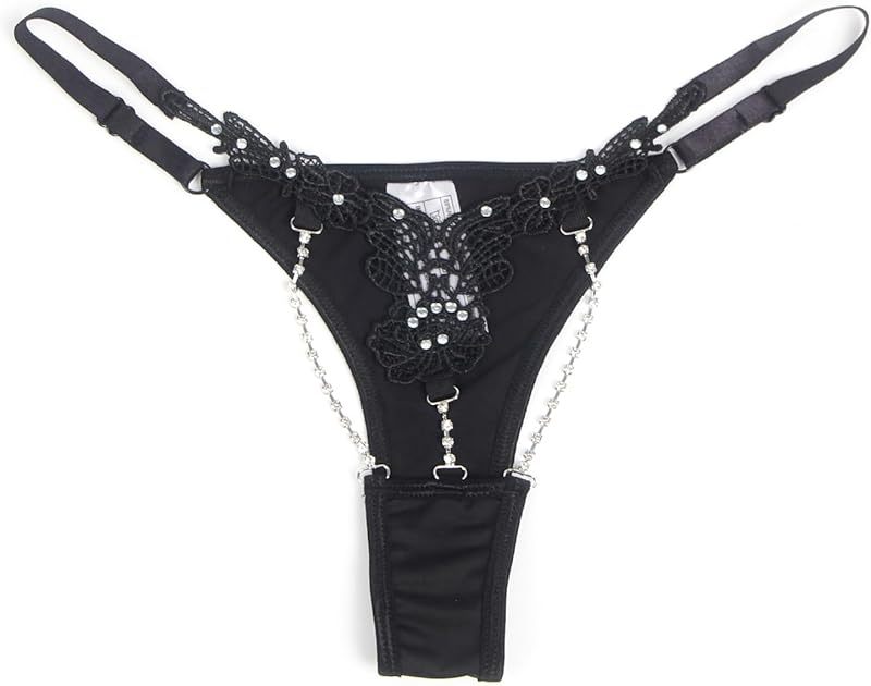 Women's sexy thong with beads, plus size lace T-string overalls