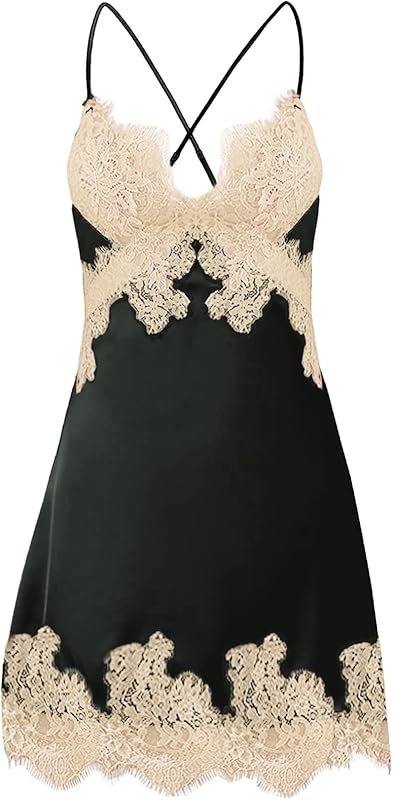 Lilosy sexy silk lace up backless satin applique floral lace babydoll lingerie dress with Tong 2 piece