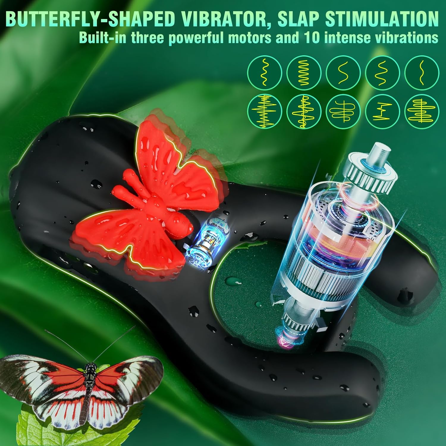 Vibrating Cock Ring Couple Sex Toys - Quzar Newly 3 in 1 Penis Ring Vibrator with Butterfly Clitoral Stimulator, 3 Motors 10 Vibration Modes Adult Sex Toy for Couples Women Men Pleasure
