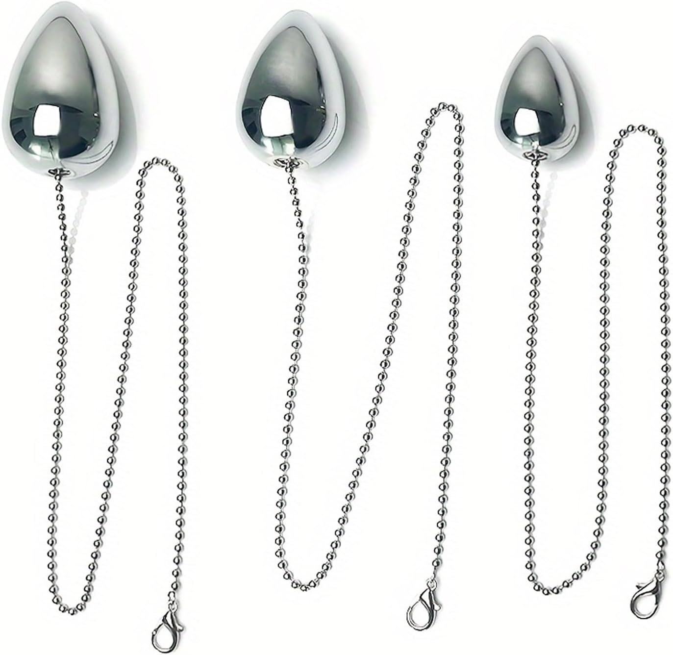 Stainless Steel Anal Beads Secure Chain Anal Plug for Training Sensory Play Metal Butt Plug Set for Beginners Advanced Users Anal Balls BDSM SM Fetish Anal Training Plug Adult Sex Toys