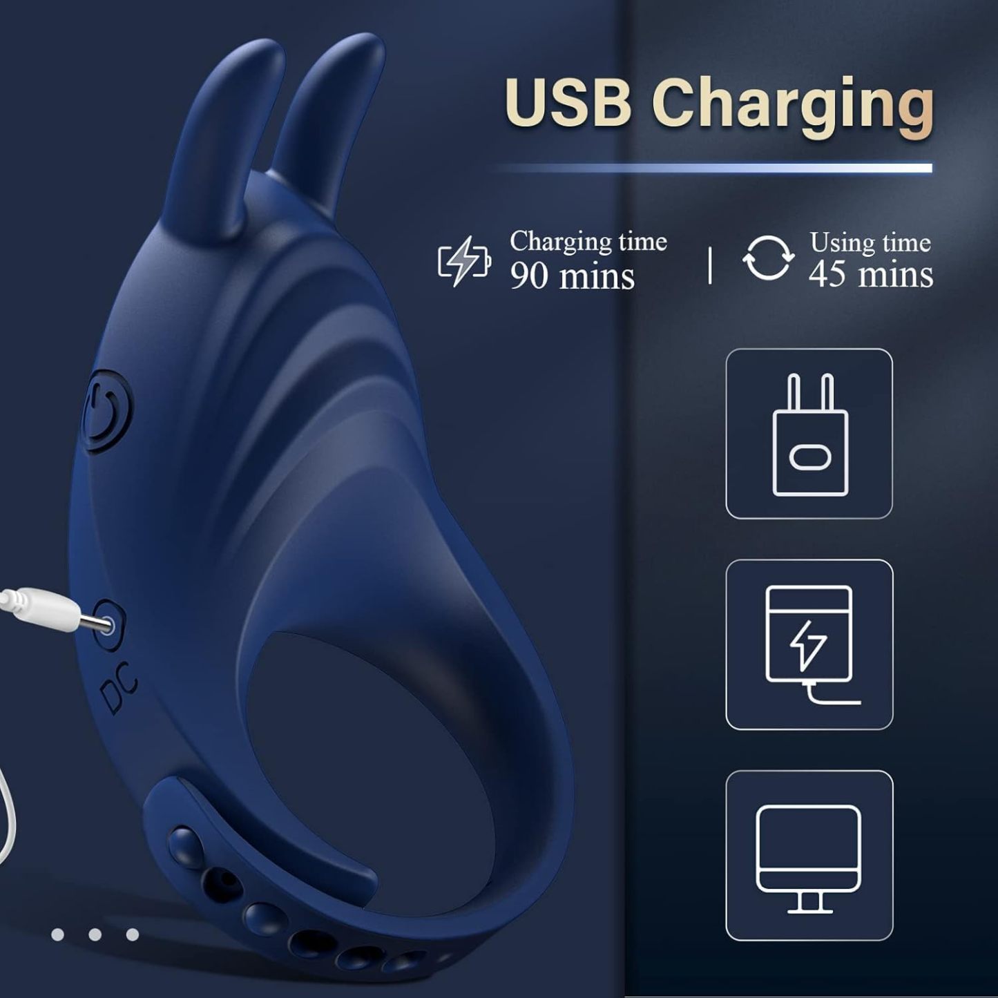 Vibrating Cock Ring Sex Toys for Men - Penis Ring Vibrator with 10 Vibrations, Adult Male Sex Toy for Longer Harder Stronger, Double Penis Vibrators, Couples Mens Male Adult Sex Toys & Games