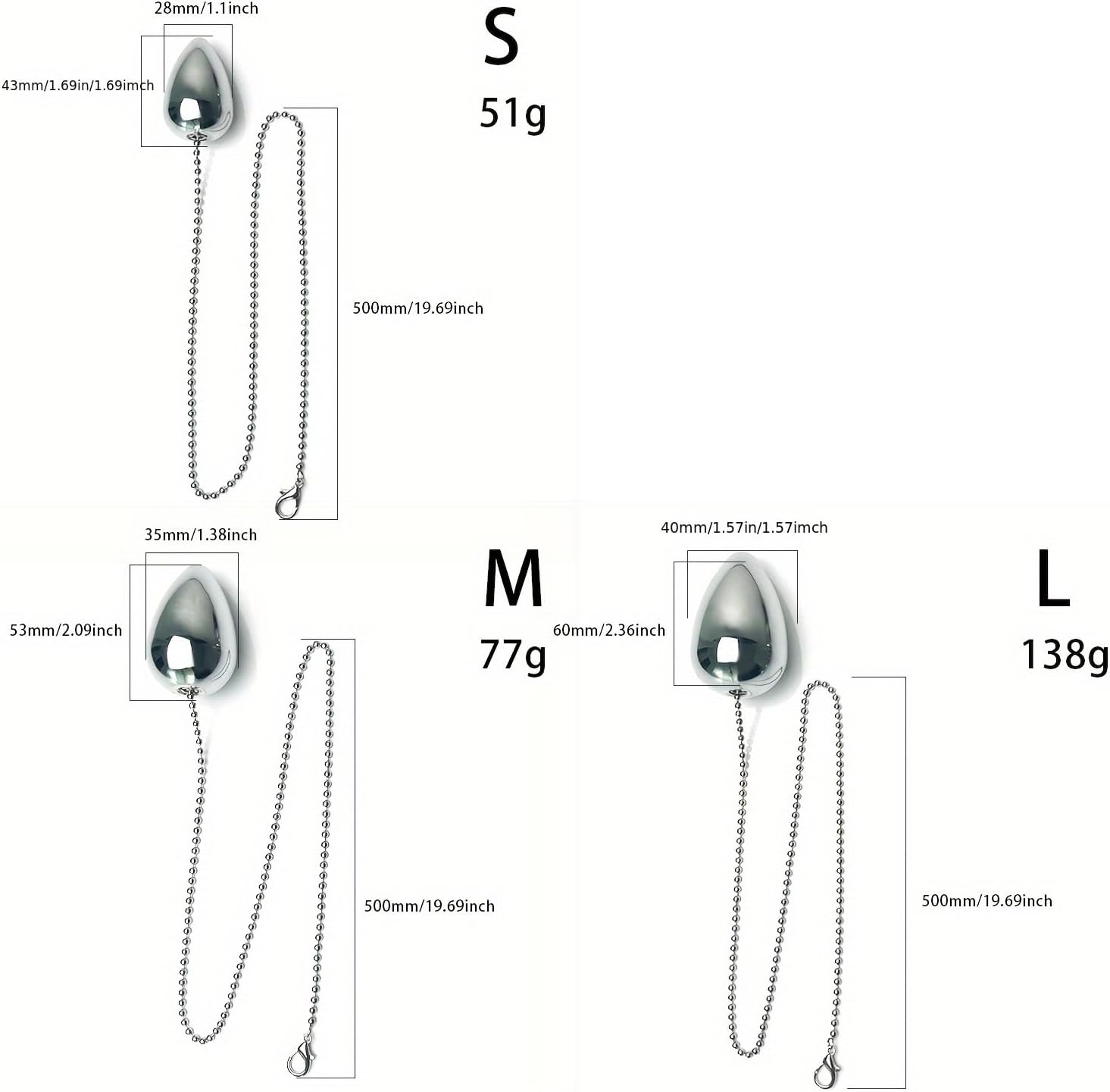Stainless Steel Anal Beads Secure Chain Anal Plug for Training Sensory Play Metal Butt Plug Set for Beginners Advanced Users Anal Balls BDSM SM Fetish Anal Training Plug Adult Sex Toys