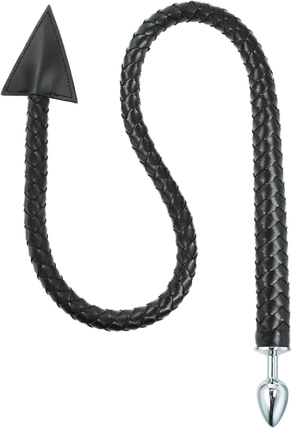 Long Faux Leather Sex Whip with Anal Plug, 2 in 1 Anal Sex Toys – BDSM Spanking Toy, Soft Leather Flogger, Adjustable Handle, Erotic Play Tool for Couples, Sensual Dominance, and Submission Roleplay