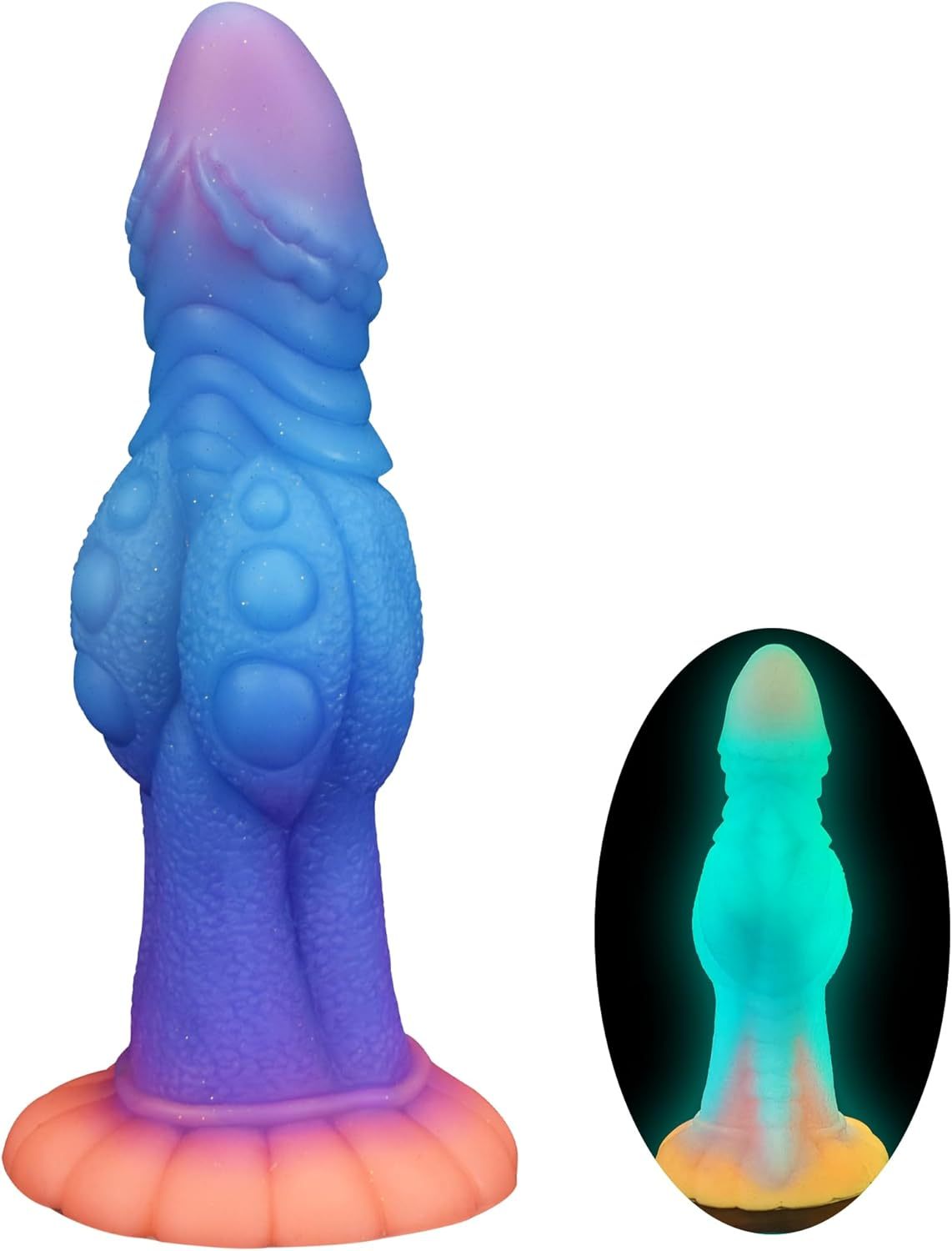 Knot Dildo, 8.4 Inch Huge Alien Monster Dildo, Glow in the Dark Sex Toy with Strong Suction Cup for Hands Free Play, Big Dragon Fantasy Toy Glows in the Dark, Thick Silicone Adult Plug for Women Men