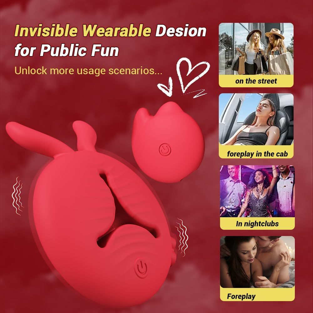 Vibrator Sex Toys, 4 in 1 APP Remote Control Adult Toys BDSM Toys 1 Pair Female Vibrating Dildo with 10 Tongue Licking Vibrating Nipple Clamp Stimulator Sexual Pleasure Tool