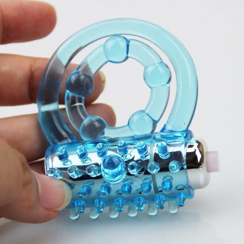 Vibrating Penis Ring with Double Cock Rings for Men Enhance Lasting Delay Ejaculation Clitoral Stimulator Penis Ring Vibrator G-spot Stimulating Adult Sex Toys for Couple with Batteries Included