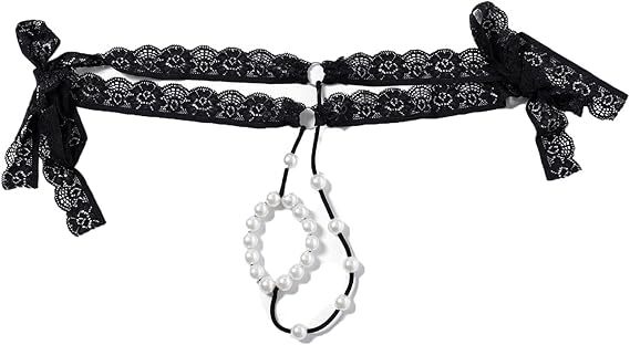 Womens Lace Pearl Beads T Back G-String Thong Sexy Naughty Panties Erotic Thong Lingerie Strappy Cheeky Underwear