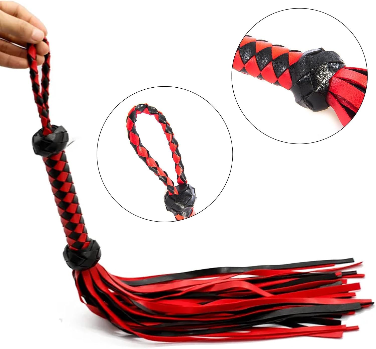 Sex BDSM Whips, BDSM Flogger Whip, 23 in Faux Leather BDSM Whip, Bondage Whip Toys for Women Adult Couples