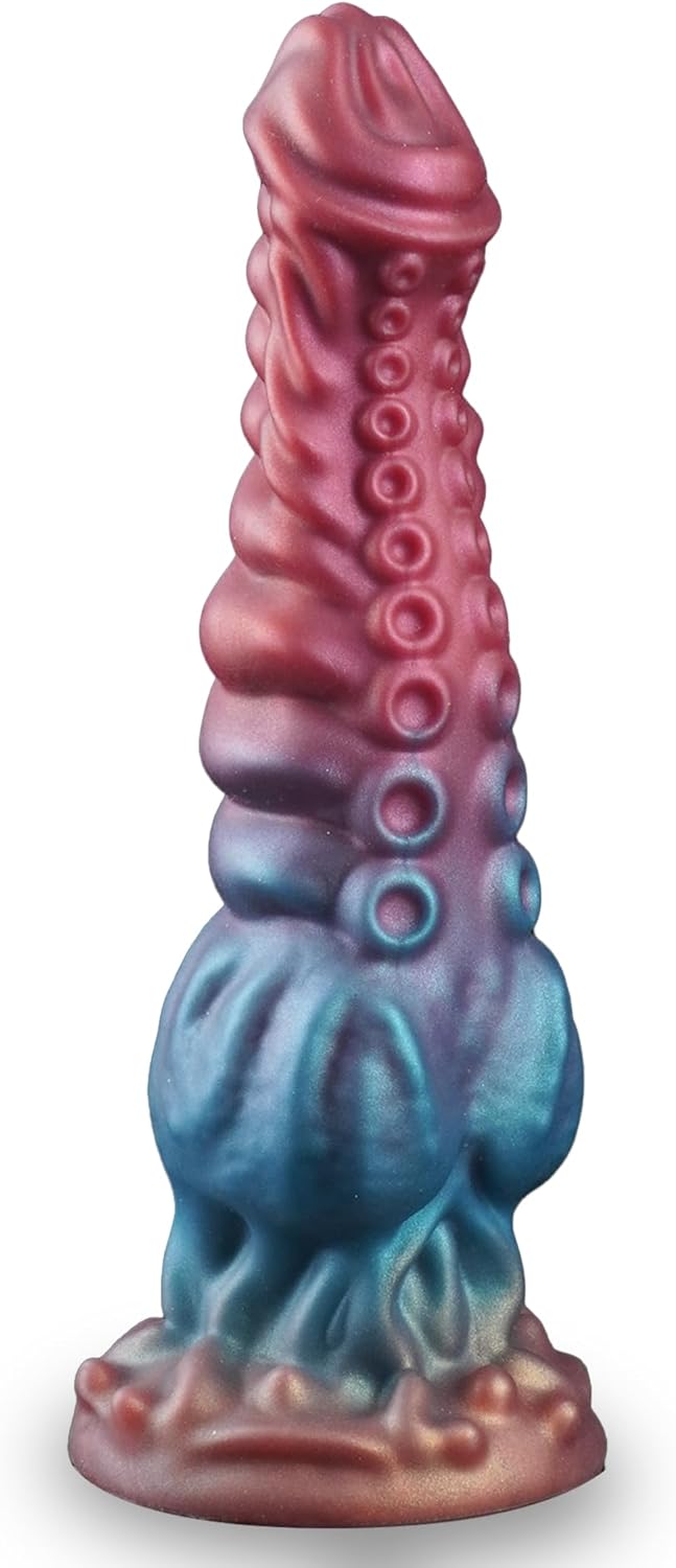 9.75 Inch Huge Fantasy Monster Tentacle Dildo, Big Dragon Horse Thick Knot Giant Big Dog Alien Silicone Knotted Dildo with Suction Cup, Adult Prostate Sex Toy for G-spot Men Women