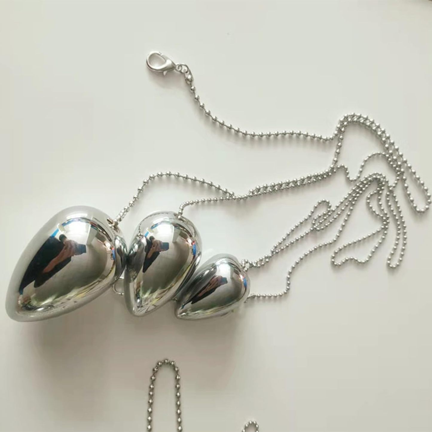 Stainless Steel Anal Beads Secure Chain Anal Plug for Training Sensory Play Metal Butt Plug Set for Beginners Advanced Users Anal Balls BDSM SM Fetish Anal Training Plug Adult Sex Toys
