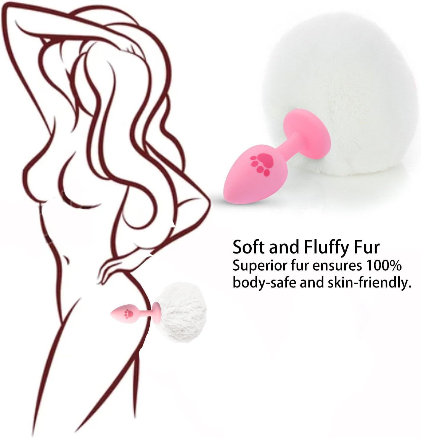Bunny Tail Anal Butt Plug Anal Silicone Anal Plug Fluffy Rabbit Tail Sex Toys Cute Sexy Cosplay Adult Games for Men or Women