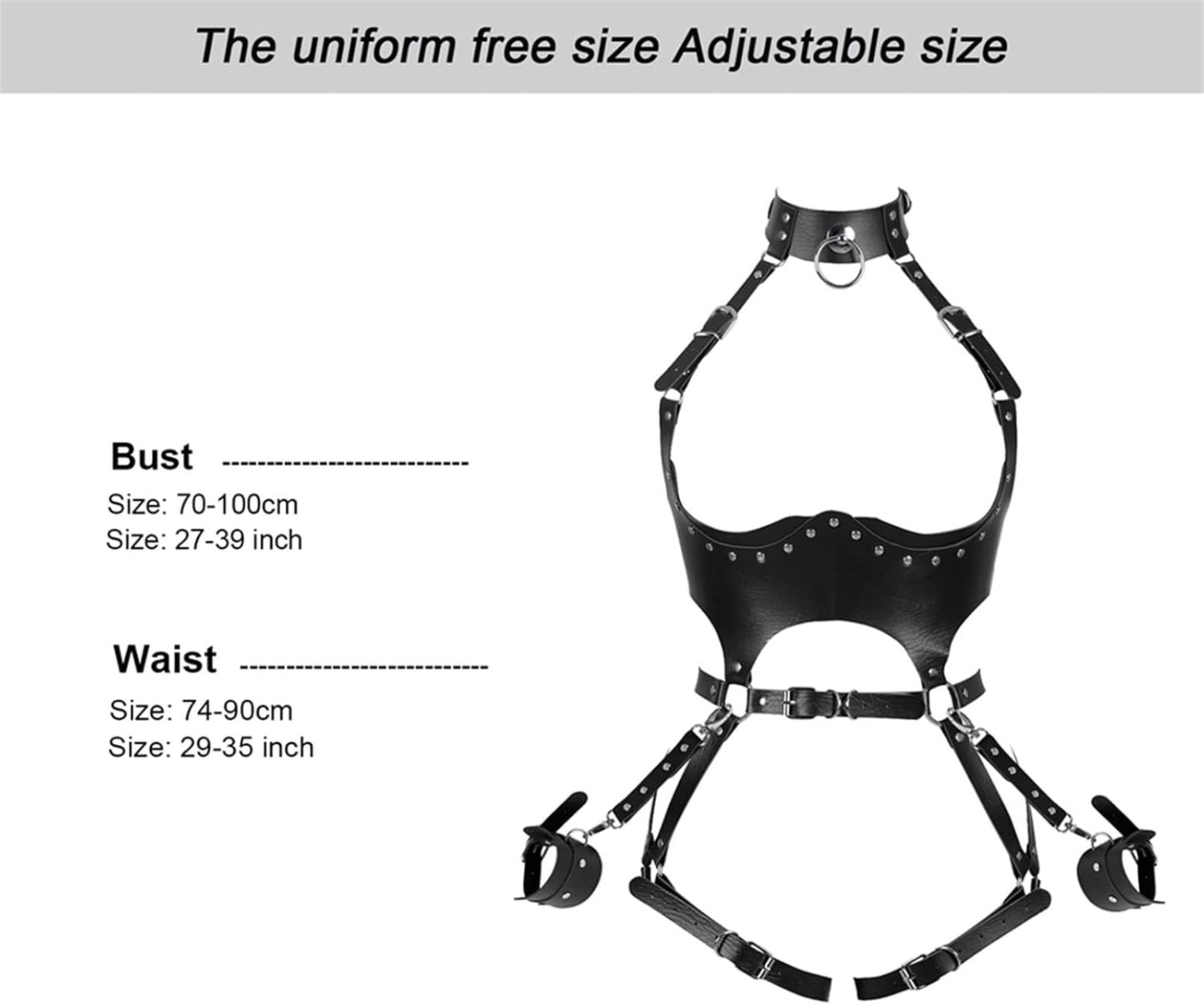 FOTN Women Punk PU Leather Body Waist Belt Bodysuit Bondage Body Harness Belt Sexy Lingerie Leg Garter Hollow Open Chest Bra BDSM ( Size : One Size)