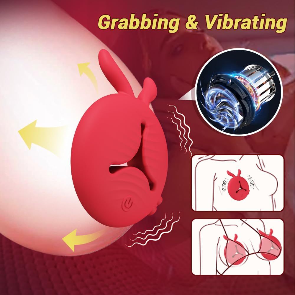 Vibrator Sex Toys, 4 in 1 APP Remote Control Adult Toys BDSM Toys 1 Pair Female Vibrating Dildo with 10 Tongue Licking Vibrating Nipple Clamp Stimulator Sexual Pleasure Tool