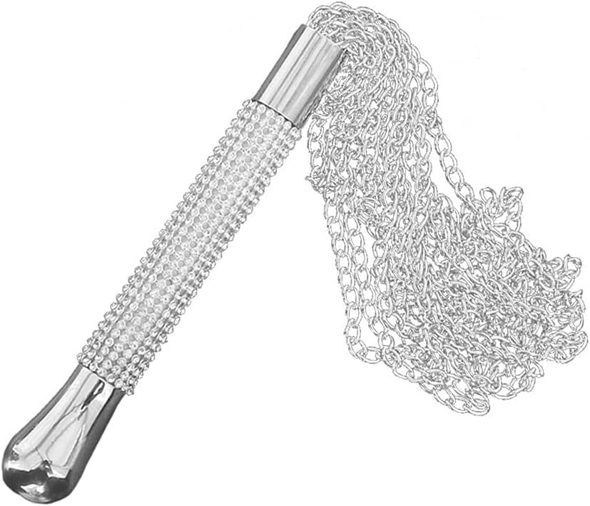 SM BDSM Metal Diamond Handle Chain Whip Flogger Flirting Fantasy Fetish Hand Paddle Flirting Fantasy Sex Toys Fetish Hand Paddle Kinky Restraint Bondage Sex Role Play