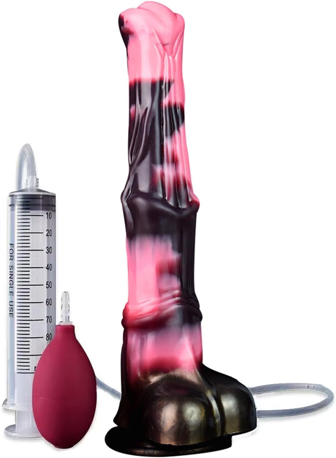 12 Inch Horse Dildo Huge Pink Black Squirt Silicone Dildo with Ring Shaft and Strong Hands Free Suction Cup Waterproof Animal Dildo Large Plug Sex Toy for Adult Men Women