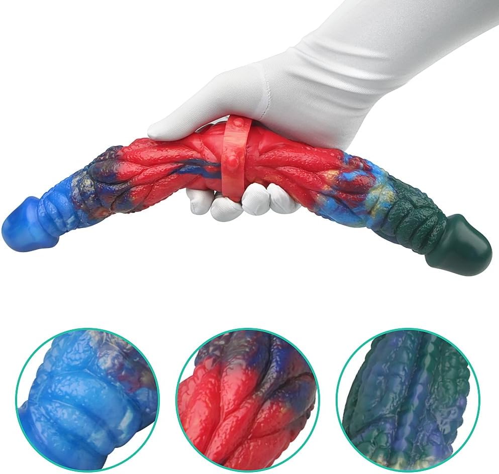 Double Head Dildo Realistic Double Sided Penis Liquid Silicone Long Butt Plug G Spot Stimulation Prostate Massager Couple Gay Adult Sex Toys and Games Sex Factory (Mixed Colors)