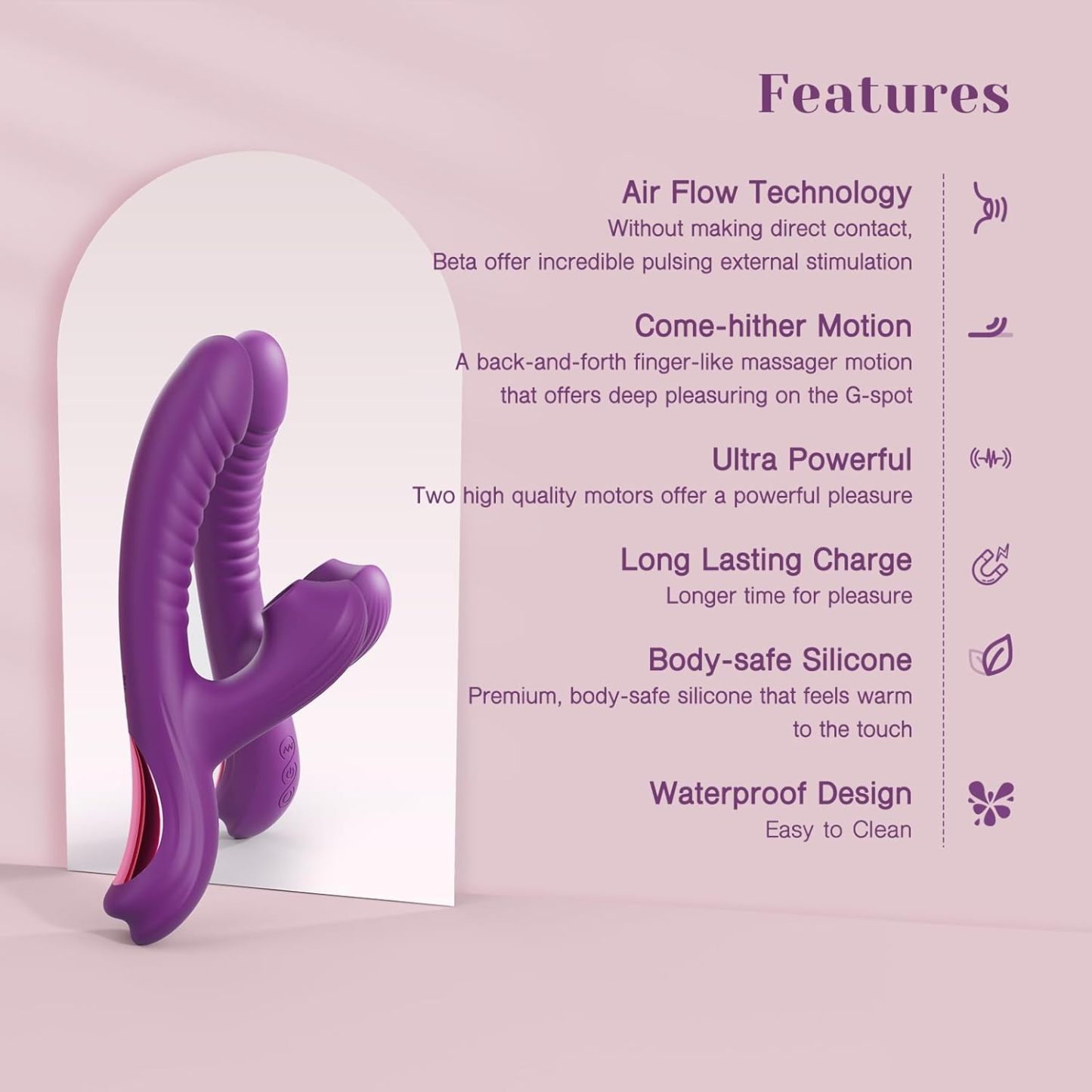 Come-Hither Rabbit Sucking Vibrator for Clitoral G-Spot Stimulation, Adult Sex Toy, Vibrating Finger Massager with 3 Suction Cups and 10 Vibration and Go-Anywhere Modes