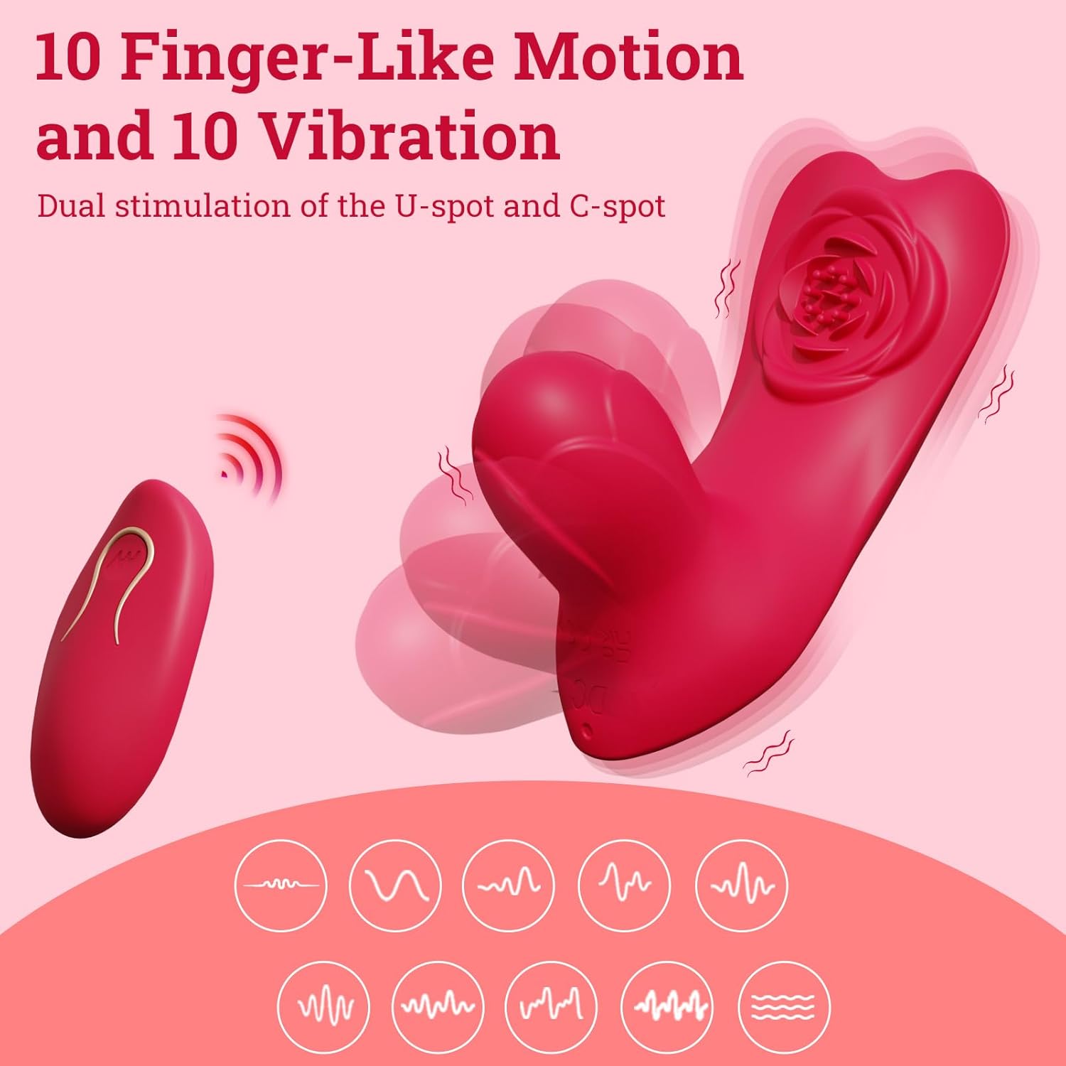 Vibrator with Remote Control - 10 Finger-Like Motion and 10 Vibration, Couples Sex Toy Adult Sex Toys & Games for Women