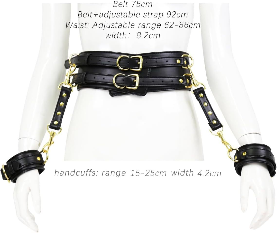 Hand Restraints and Waist Belt Fetish Bondage Sex Toys, Wrist Cuffs Adult Bondage Games Sex Toys Woman