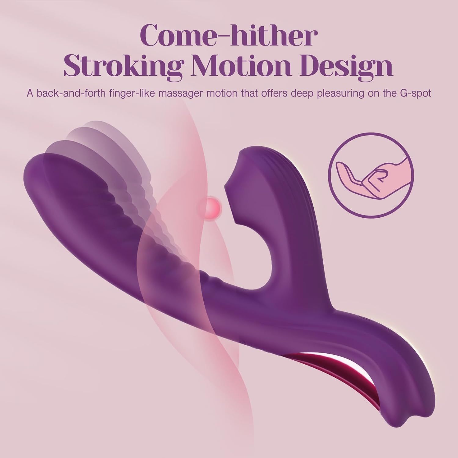 Come-Hither Rabbit Sucking Vibrator for Clitoral G-Spot Stimulation, Adult Sex Toy, Vibrating Finger Massager with 3 Suction Cups and 10 Vibration and Go-Anywhere Modes