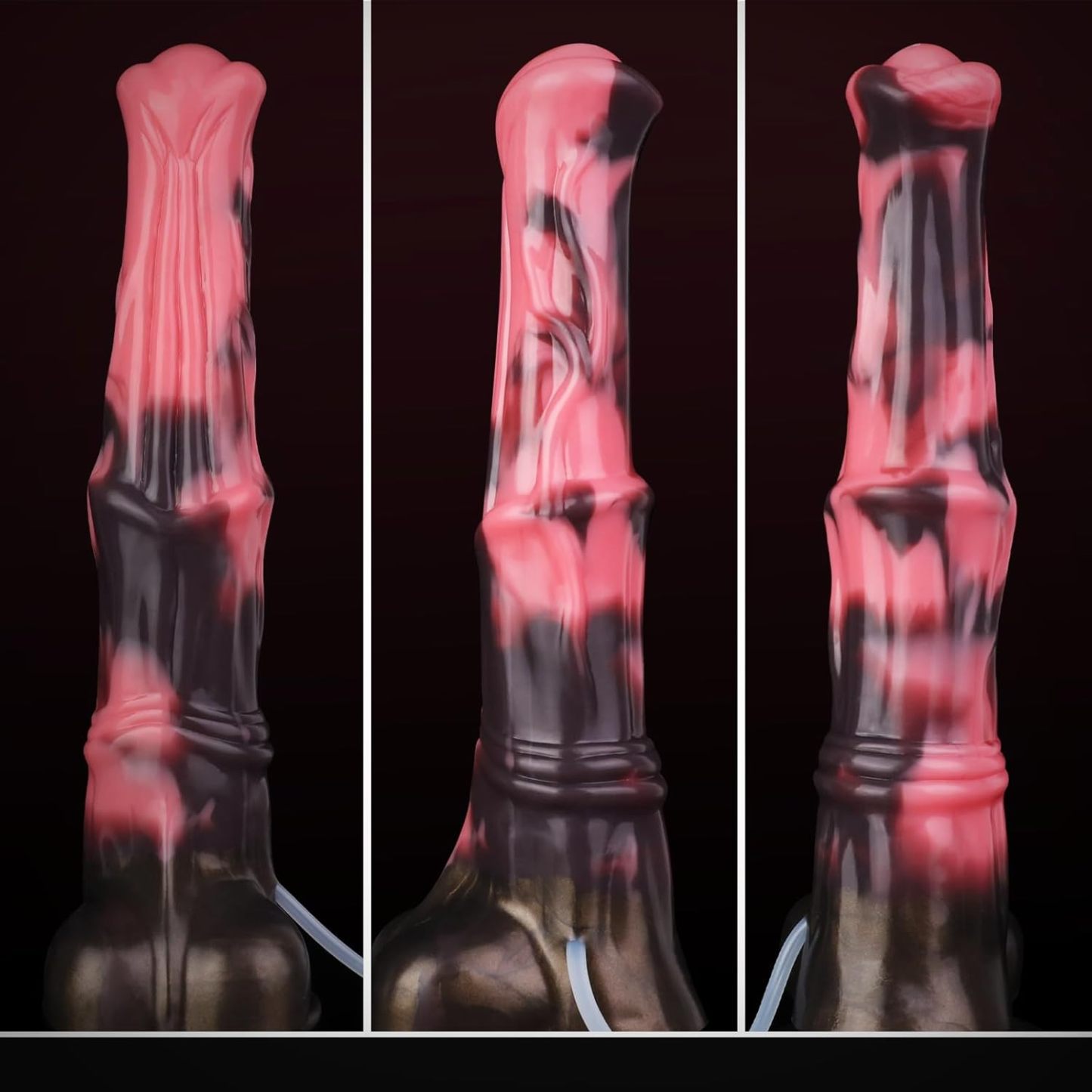 12 Inch Horse Dildo Huge Pink Black Squirt Silicone Dildo with Ring Shaft and Strong Hands Free Suction Cup Waterproof Animal Dildo Large Plug Sex Toy for Adult Men Women