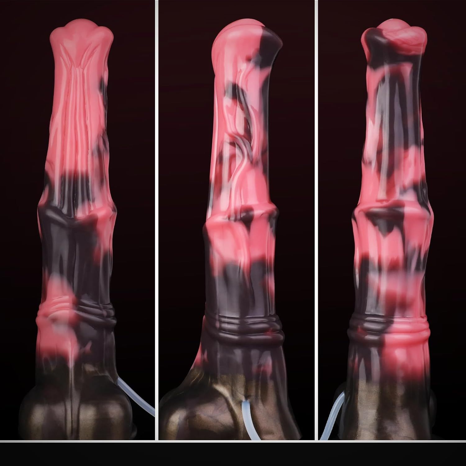 12 Inch Horse Dildo Huge Pink Black Squirt Silicone Dildo with Ring Shaft and Strong Hands Free Suction Cup Waterproof Animal Dildo Large Plug Sex Toy for Adult Men Women