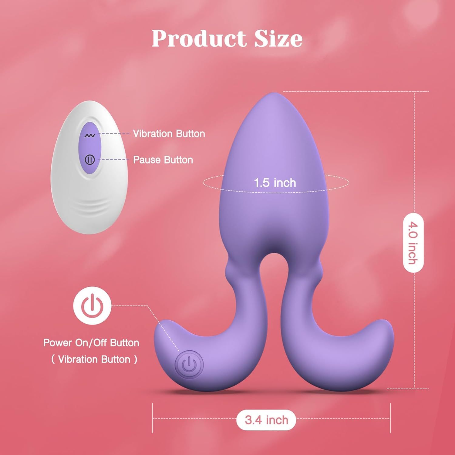 Vibrating butt plug with remote control, vibrator for men and women, adult sex toy for G-spot stimulation, full silicone soft plug, 10 vibrations