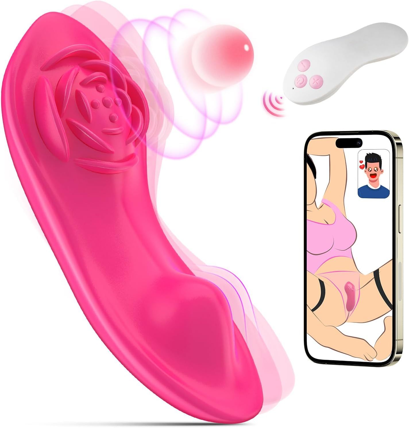 Adult Sex Toys for Women & Couples, Wearable Panty Vibrator Rose Sex Toy, 3-in-1 APP Remote Control Mini Butterfly Vibrator Clitoris G spot Vagina Stimulator with 10x2 Vibration Modes, Clit Novelties