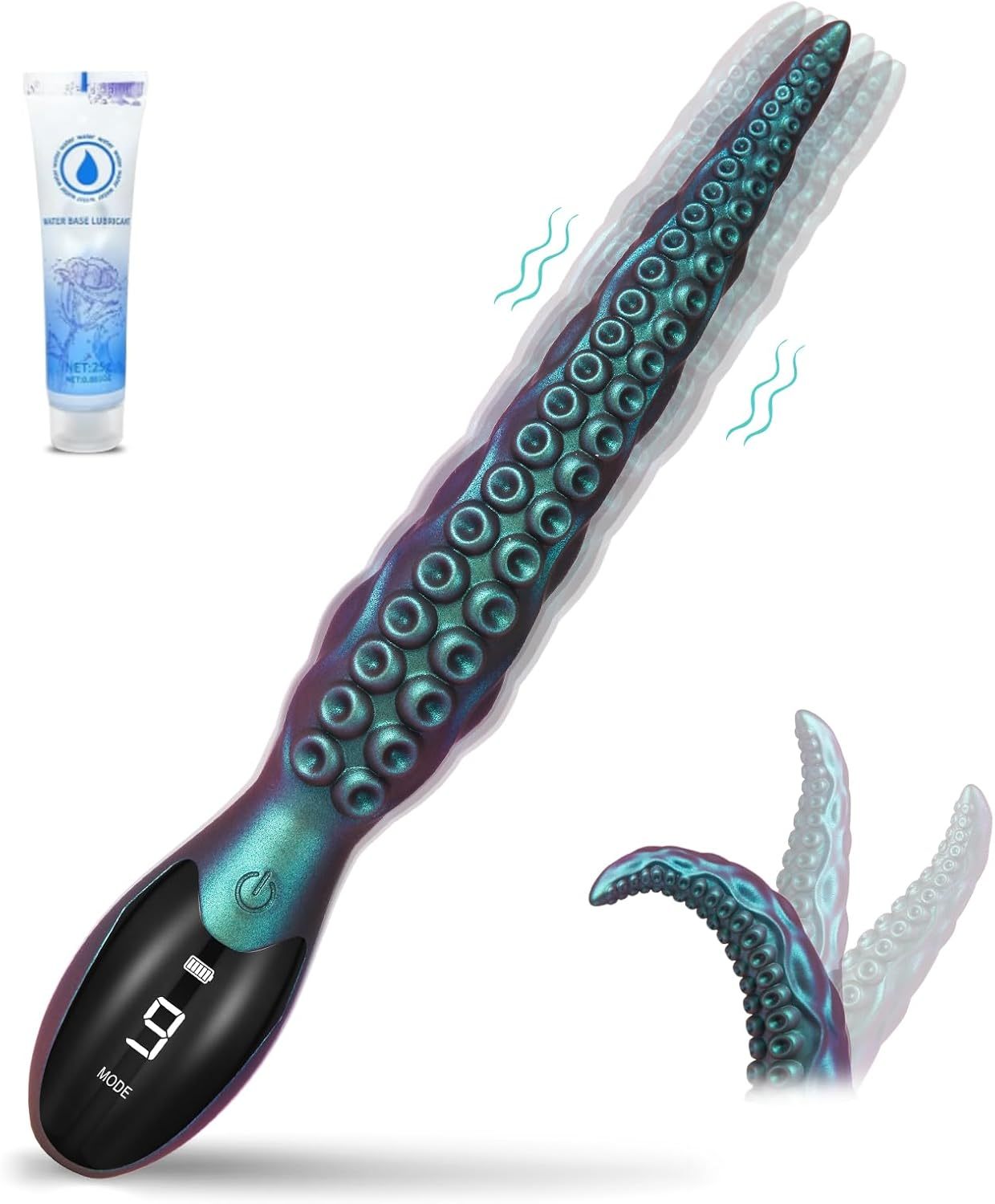 18cm Thrusting Dildo Vibrator Sex Toys - Monster Dildo Vibrator with Octopus Texture & 9 Vibration Modes & LED Display, BDSM Sex Machine for G Spot & Vagina & Anal Stimulation, Silicone Adult Toys, Prostate Massager Butt Plug, Quiet & Portable & Waterproo