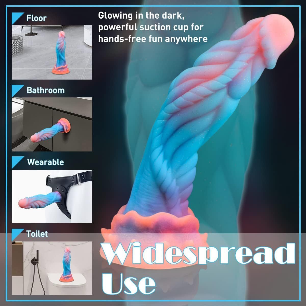 9.1 Inch Fantasy Dildo Dragon Monster Dildo Animal Alien Artificial Multi-Texture, Knot Dog Dildo Glow in the Dark Huge Dildo with Strong Suction Cup, Glow in the Dark Adult Toys for Women Men