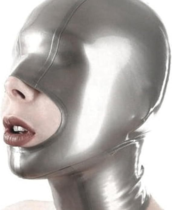 Full Face Latex Hood Mask Back Zipper Open Face Rubber Mask Fetish BDSM Sexy Role Play Accessories