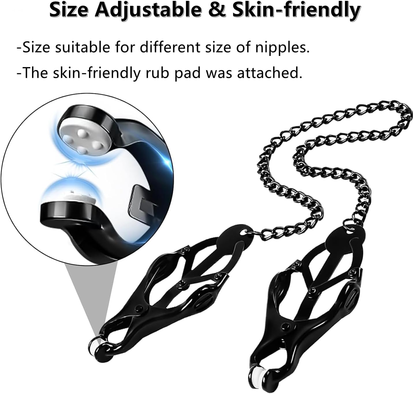 BDSM Nipple Toys Nipple Clamps with Chain, Non-Piercing Nipple Body Clip Breast Clit Stimulation for Women Adults Sex Toys, Breast Sexual Pleasure Bondage Gear Accessories for Couple Role Play Game