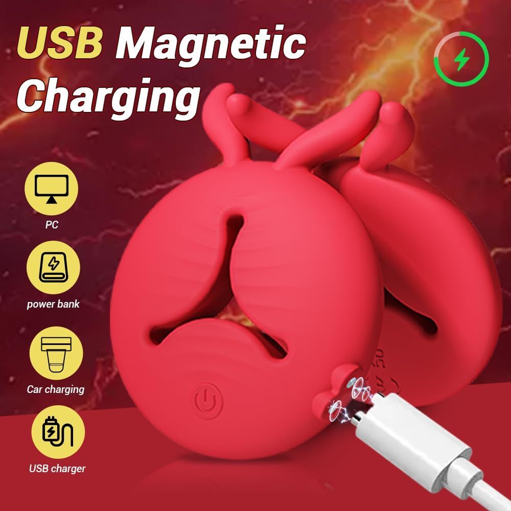 Vibrator Sex Toys, 4 in 1 APP Remote Control Adult Toys BDSM Toys 1 Pair Female Vibrating Dildo with 10 Tongue Licking Vibrating Nipple Clamp Stimulator Sexual Pleasure Tool
